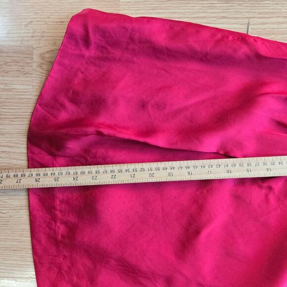 NWT Theory Women One-Shoulder Draped Viscose Silk Blouse S Red Old Money Elegant - Picture 7 of 11